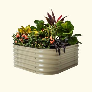 Vego Garden | 17" Tall 4 In 1 Modular Metal Raised Garden Bed Kit Pearl White