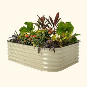 Vego Garden 17" Tall 6 In 1 Modular Metal Raised Garden Bed Kit Pearl White